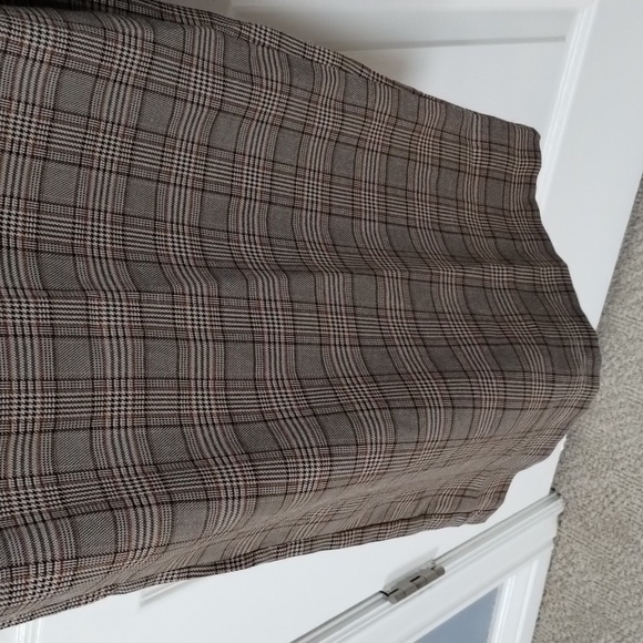 Hem & Thread Jumper Medium wide leg romper brown plaid side buttons - Picture 6 of 12